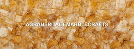 Gorgeous Agate Living Room Table Inlay Art Golden Quartz Stone Home Deco... - $2,181.09+