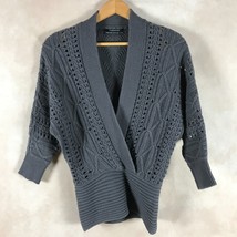 CLUB MONACO Women&#39;s Thick Wool &amp; Cotton Crochet Knit Surplice Sweater XS - £21.12 GBP