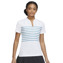 NWT New Nike Golf Top Dri Fit White Stripes Casual Aqua Blue S Womens Ru... - £60.74 GBP