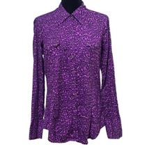 Roper Purple Black Animal Print Pearl Snap Shirt Size Large - £25.63 GBP
