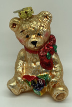 Old World Christmas OWC Holiday Glass Ornament THE GLASS TEDDY BEAR-GLITTER - $14.01