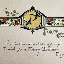 A Merry Christmas Victorian Greeting Card 1900s Embossed Birds Flowers P... - $19.99
