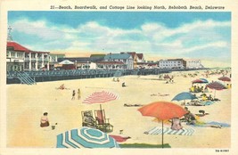 Beach Boardwalk Cottage Line Looking North Rehoboth Beach Linen Postcard DE P896 - £3.62 GBP