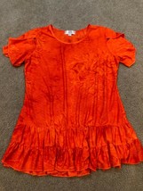 Shannon Ford New York Tunic Blouse For Women Size S Orange Diamond Short Sleeve - £11.95 GBP