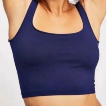Free People Womens Scoop Neck Crop Top Navy sport Size M/L NWT 2413-17 - £13.00 GBP