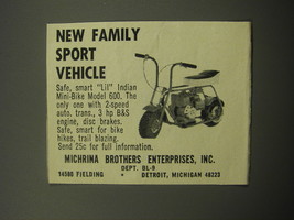 1967 Michrina Brothers Lil Indian Mini Bike Model 600 Ad - New family sport  - £13.82 GBP