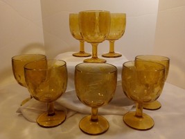 Vintage Amber Bartlett Collins Embossed Grapevine Thumbprint Golbets - $61.38