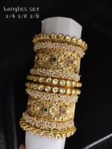 Gold Plated Indian Style Kundan Chura Bridal Rajwadi Wedding Size Jewelry Set - £75.12 GBP