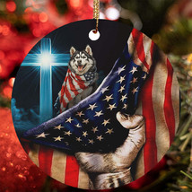 Cute Alaskan Malamute Dog Patriotic Flag USA Christmas Ornament Gift Tre... - £12.19 GBP