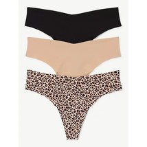 3 Pairs Joyspun Freecut Thongs Panties Leopard Nude Black Size 3XL XXXL ... - £4.61 GBP