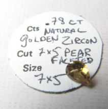 VINTAGE NATURAL Golden Zircon .78 Carat 7mm x 5mm Faceted Pear Cut Gemstone  - £29.38 GBP