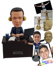 Personalized Bobblehead Relaxed looking dude sitting on a chair ready to start w - £136.82 GBP