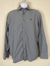 American Eagle Men Size L Gray Striped Button Up Shirt Long Sleeve - £5.29 GBP