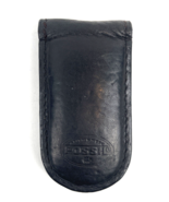 Black Leather Money Clip Fossil Magnetic Embossed Logo Holder Vintage  - $256.59 MXN