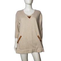 SOFT SURROUNDINGS Tan Sweatshirt with Faux Suede Accents Size PM - £23.23 GBP