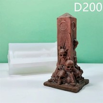 Skull Obilisk Skeleton Skulls Roman Column Silicone Candle Mold Gothic Halloween - £19.02 GBP