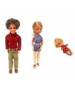 Vintage 1974 Sunshine Family Dolls Mom &amp; Dad plus Baby Mattel - £30.06 GBP