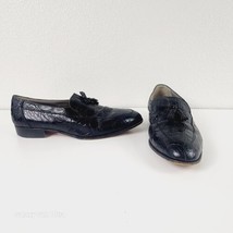 Vintage Johnston Murphy Black Genuine Crocodile Tasseled Loafers Mens 11 M - $182.33