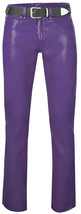 Men&#39;s Genuine Lambskin Leather Handmade Pant Purple Trouser Slim Fit Bik... - £84.30 GBP+