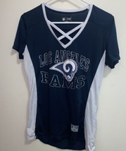 NFL Los Angeles Rams Women’s V Neck Shirt S Small Bust 36” Blue &amp; White - £5.28 GBP