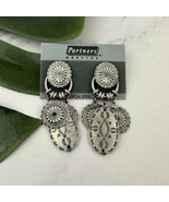 Partners Vintage Dangle Earrings NOS Tin Silver Tone Southwest Medallion... - £15.62 GBP