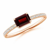 ANGARA East-West Emerald-Cut Garnet Solitaire Ring for Women in 14K Solid Gold - £495.68 GBP