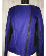 Michael Kors Women&#39;s Jacket Zip-Front Moto Dark Azurite Faux Leather Siz... - £77.91 GBP