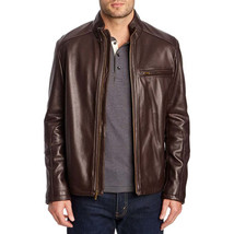 Cole Haan Men&#39;s Stand Collar Genuine Leather Jacket - $249.38+