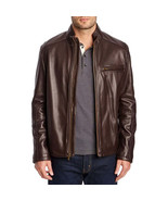 Cole Haan Men&#39;s Stand Collar Genuine Leather Jacket - $331.12 CAD