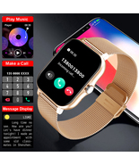 Gold Smart Watch Men Women Bluetooth Call Fitness Tracker Heart Rate And... - $25.73