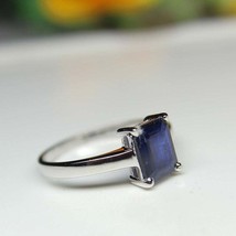 Certified Natural 6Ct Blue Sapphire 14K White Gold Plated Silver Ring for woman - £43.99 GBP+