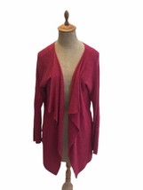 Eileen Fisher Sweater Women&#39;s Maroon Red Linen Cotton Open Front Cardiga... - £7.61 GBP