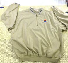 Vintage Akwa Pepsi Beige Pullover Jacket Large USA Made Microfiber Ribbe... - $487.95 MXN