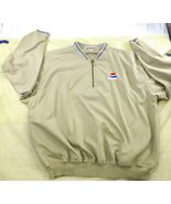 Vintage Akwa Pepsi Beige Pullover Jacket Large USA Made Microfiber Ribbe... - $26.60