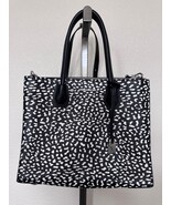 Michael Kors Black White Mercer Leopard Leather Tote Handbag w/Strap - €145,70 EUR