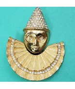 Vintage Clown Christian Dior Gold Plate Crystal  Brooch Germany 2&quot; *READ* - $9,243.45 MXN