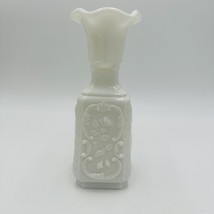 Masque Drama Glass Jester &amp; Flowers Vase Evil Face Vintage Imperial White - $49.50