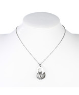 Silver Tone Circular Pendant Necklace &amp; Interlocking Eternity Rings - $34.16 CAD