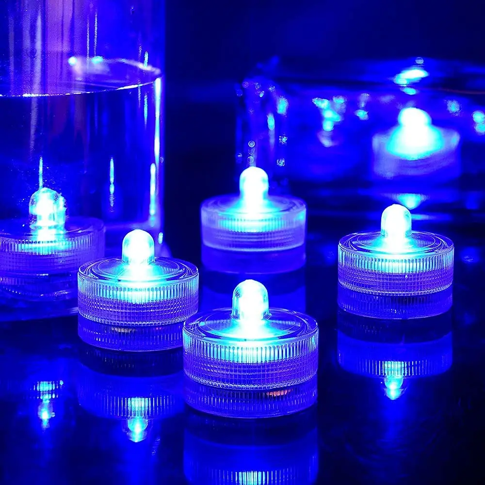 12Pcs Submersible Led Lights Underwater Tealight Candles Flameless Battery Power - £152.61 GBP