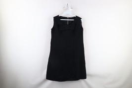 Vtg 50s 60s Rockabilly Womens Medium Bowtie Rayon Blend Little Black Dress USA - £44.38 GBP