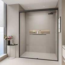 72&quot;H x 44-48&quot;W Matte Black Sliding Shower Door - $346.99