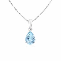 Pear-Shaped Aquamarine Solitaire Pendant in Silver (Grade- AAA, Size- 8x6MM) - £277.90 GBP