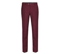 Men Flat Front Suit Separate Pants Slim Fit Soft Feel Slacks 201-8 Burgundy - £47.20 GBP