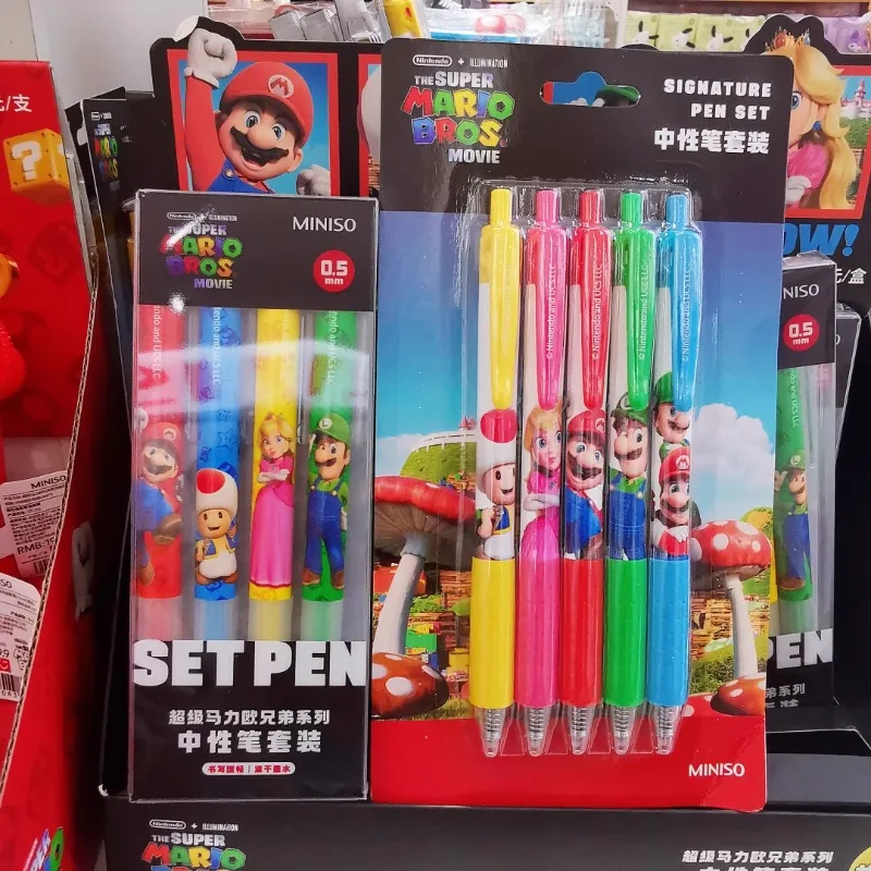 Miniso Animation Super Mario Bros. Joint Stationery Series 4-Pack Pen Set Gel - £20.27 GBP