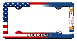 Louisiana|American Flag Novelty Metal License Plate Frame LPF-457 - $18.95