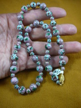 (v249-1) Mauve blue flower Cloisonne beaded Beads bead Necklace fashion JEWELRY - £55.45 GBP