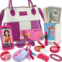 21 Pcs Pretend Purse For Little Girls, My First Play Purses Toy Set For Princess - £26.77 GBP
