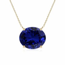 ANGARA Lab-Grown Oval Blue Sapphire Pendant in 14K Gold (12x10mm,4.75 Ct) - £1,061.28 GBP