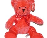 Fiesta Bright Raspberry Red Teddy Bear Plush Long Hair Lovey Stuffed Ani... - $22.65
