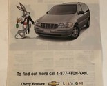 vintage Chevy Venture Print Ad Advertisement 1999 Bugs Bunny Ph2 - $7.91